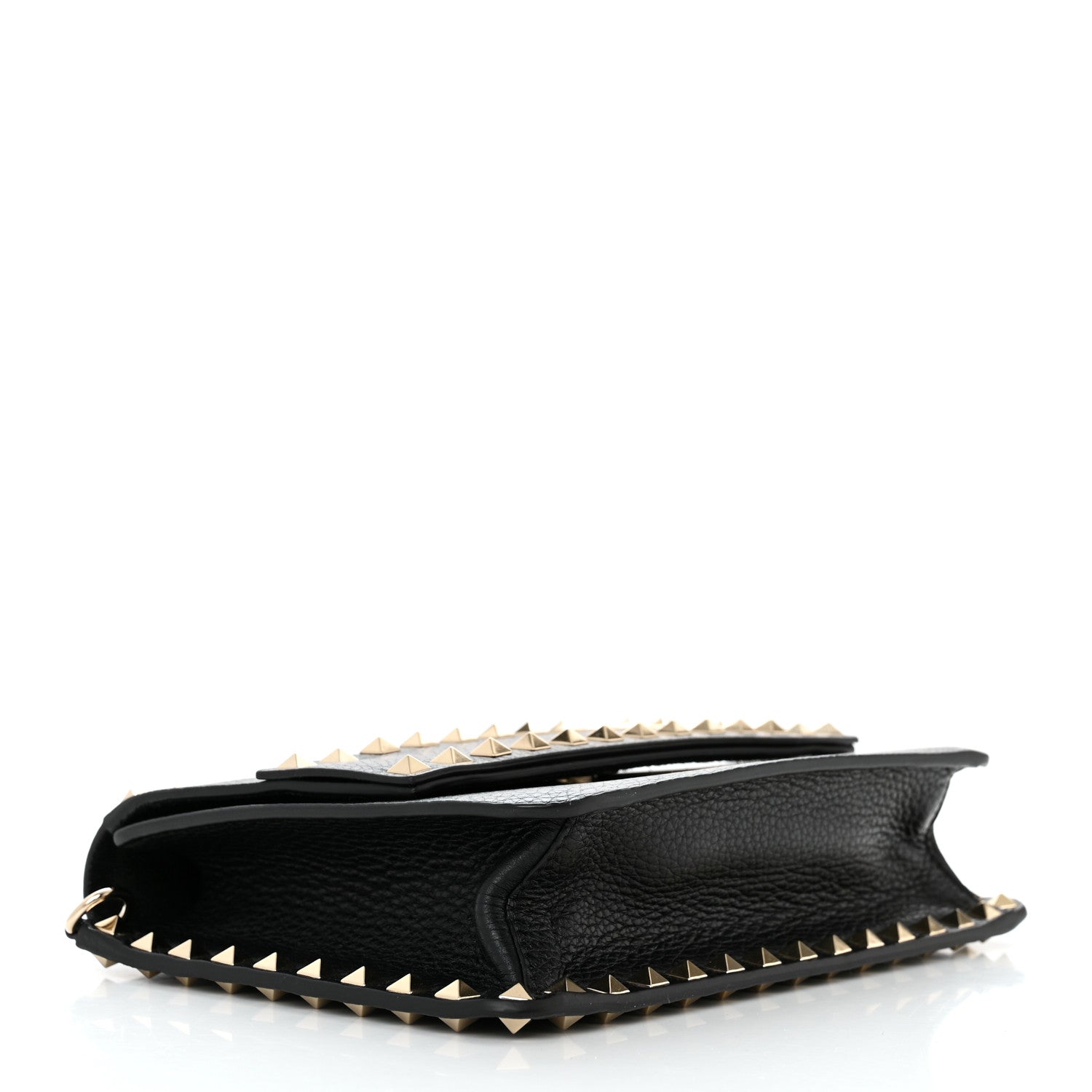 Valentino Garavani Pebbled Calfskin Rockstud Side Slip Crossbody Black 4 of 9