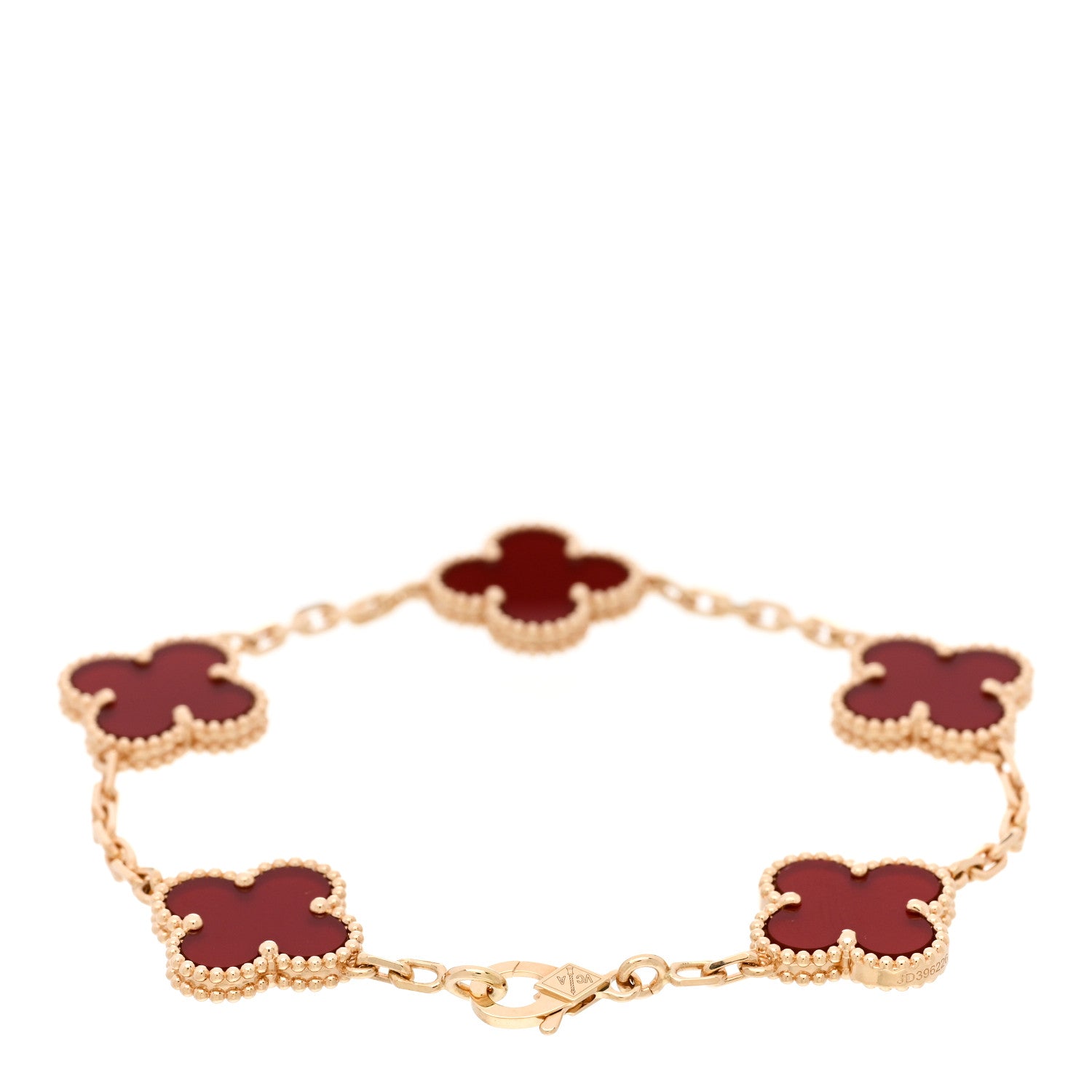 Van Cleef & Arpels 18K Yellow Gold Carnelian 5 Motifs Vintage Alhambra Bracelet 2 of 5