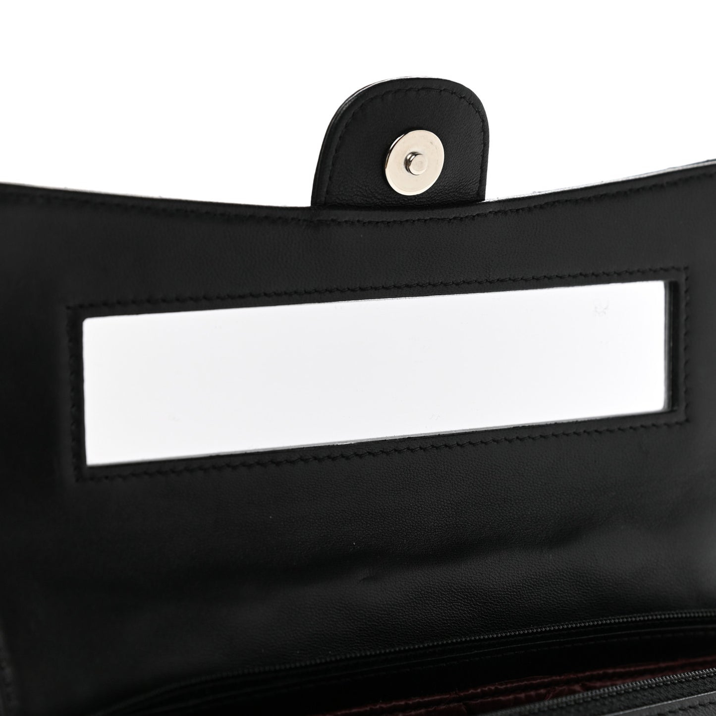 Lambskin Quilted Flap Cosmetic Case Black