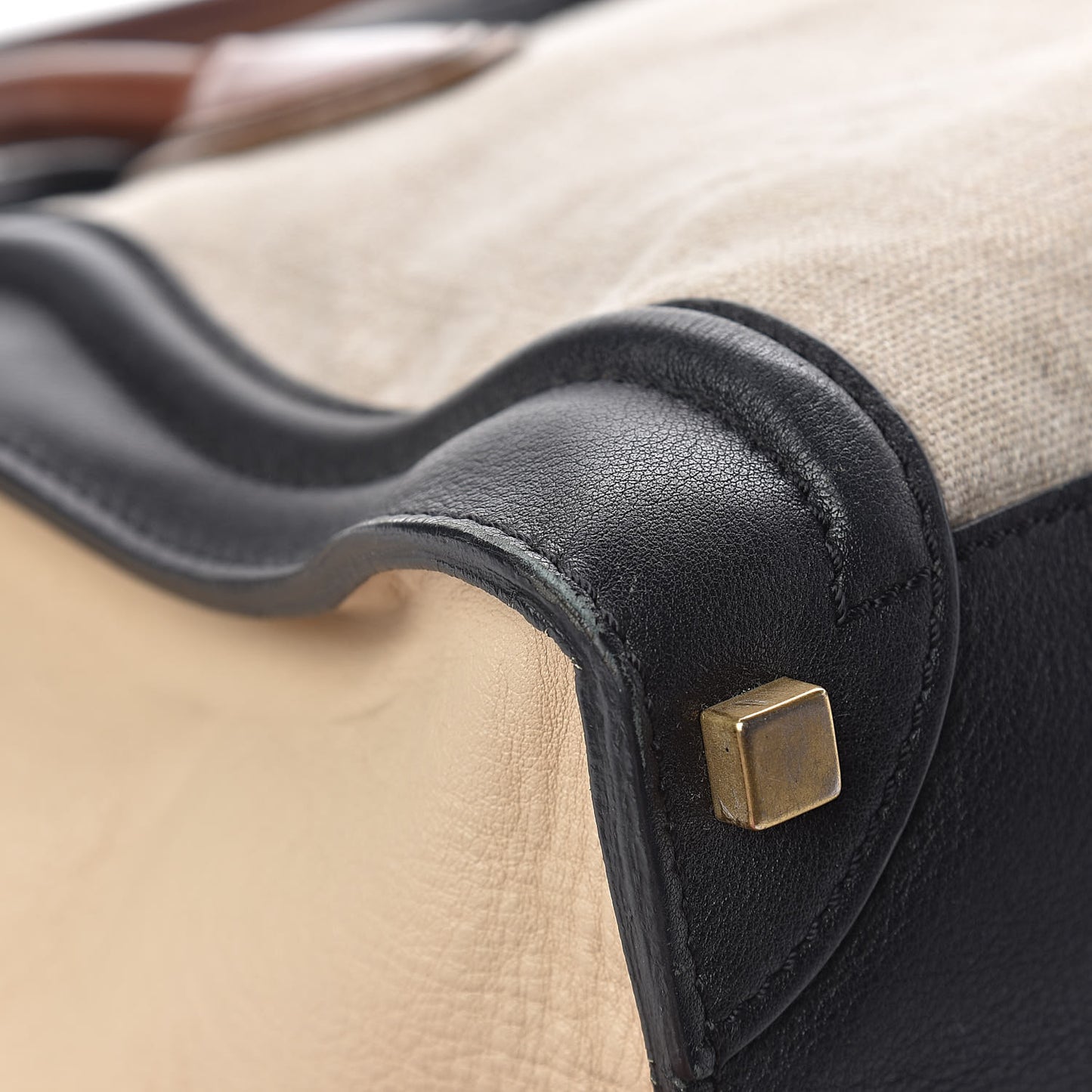 Calfskin Linen Micro Tri-Color Luggage Beige