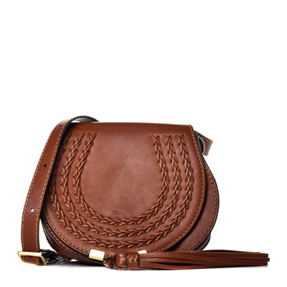 Chloe Calfskin Braided Mini Marcie Round Crossbody Bag Caramel 1 of 8