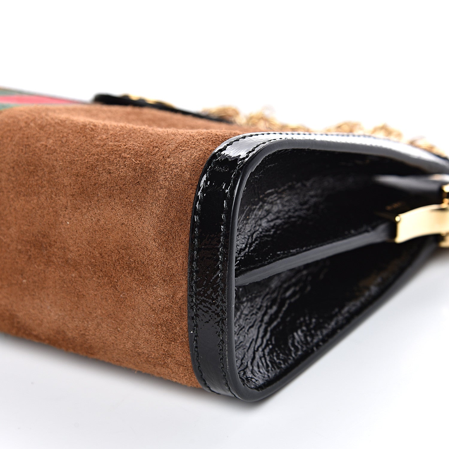 Gucci Suede Patent Web Small Ophidia Chain Shoulder Bag Nocciola Black 9 of 13