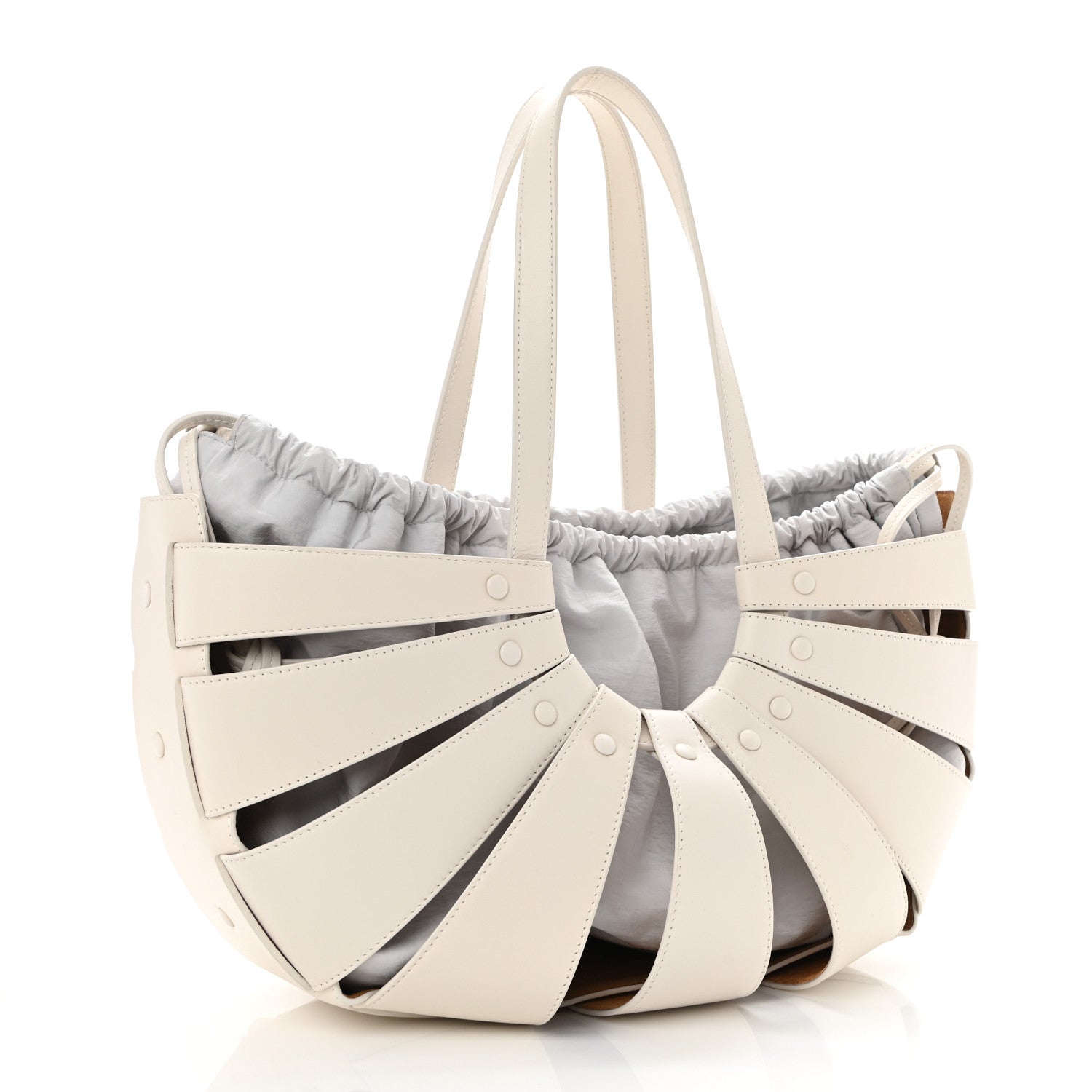 Bottega Veneta French Calfskin Shell Bag White Frost 3 of 11