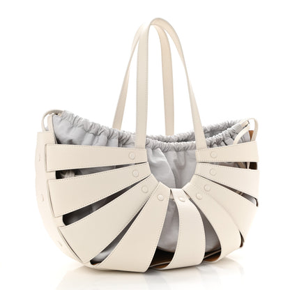 Bottega Veneta French Calfskin Shell Bag White Frost 3 of 11