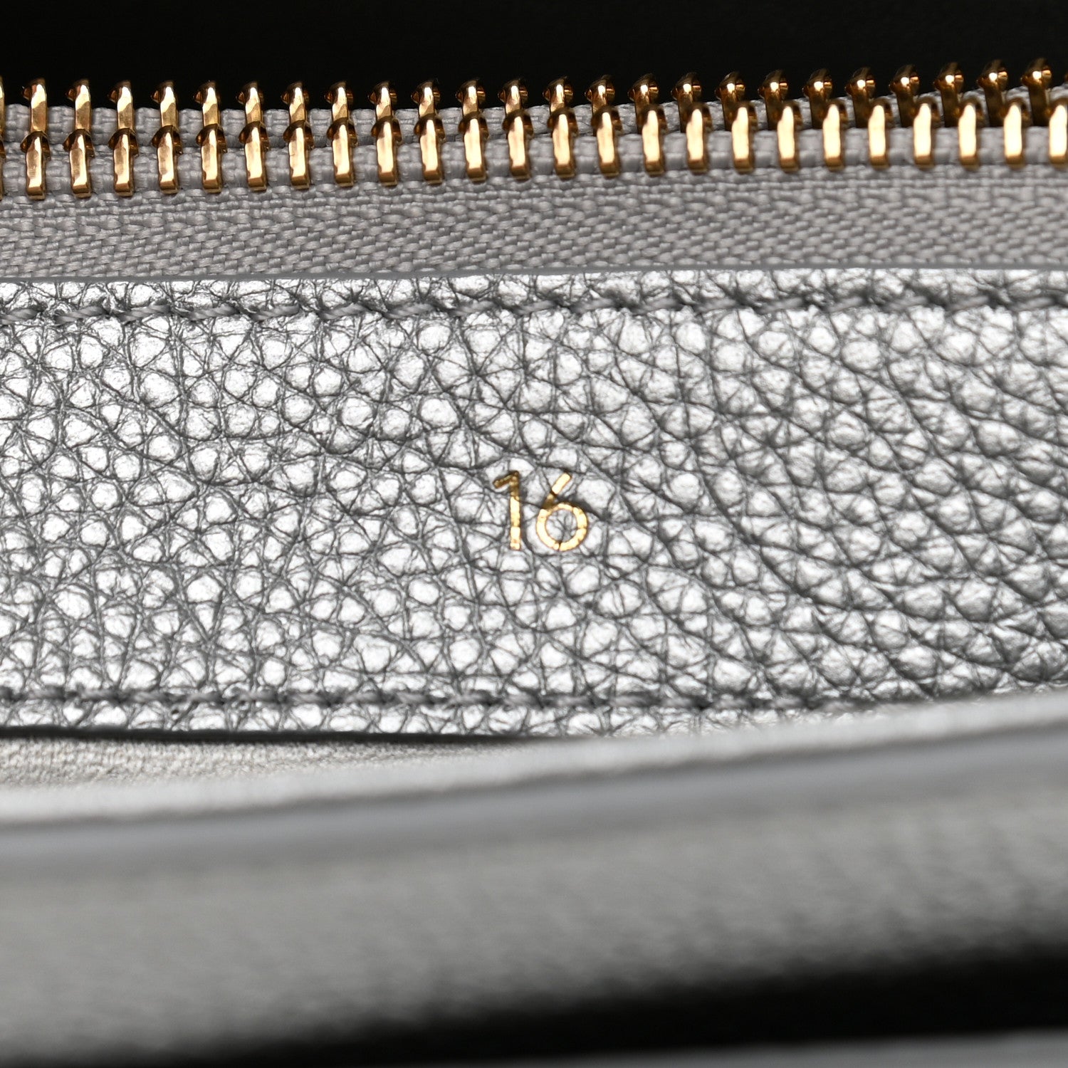 Celine Laminated Grained Calfskin Small 16 Top Handle Bag Silver 9 of 17