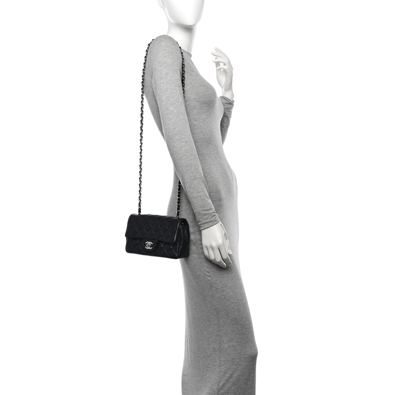 Chanel Lambskin Quilted Mini Rectangular Flap Black 2 of 11