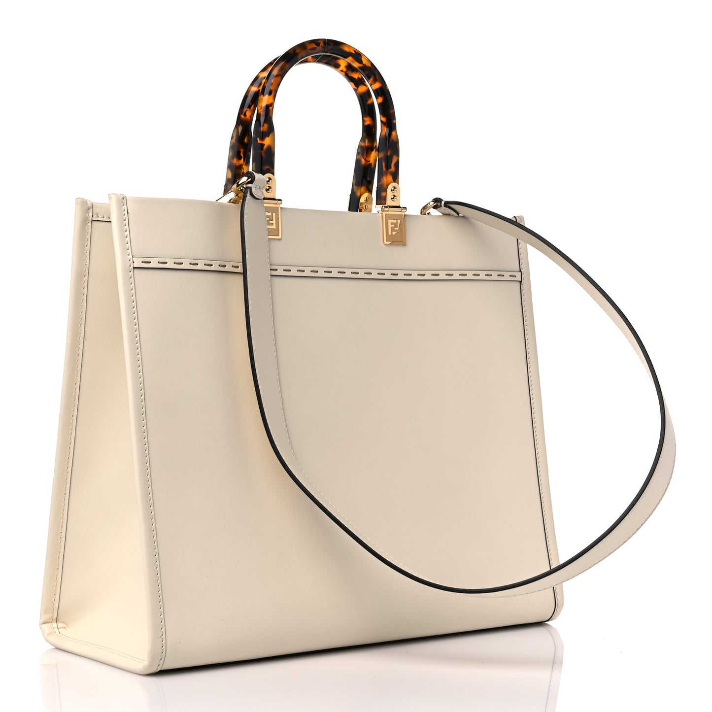 Vitello King Plexiglass Medium Fendi Sunshine Shopper Tote White Ice