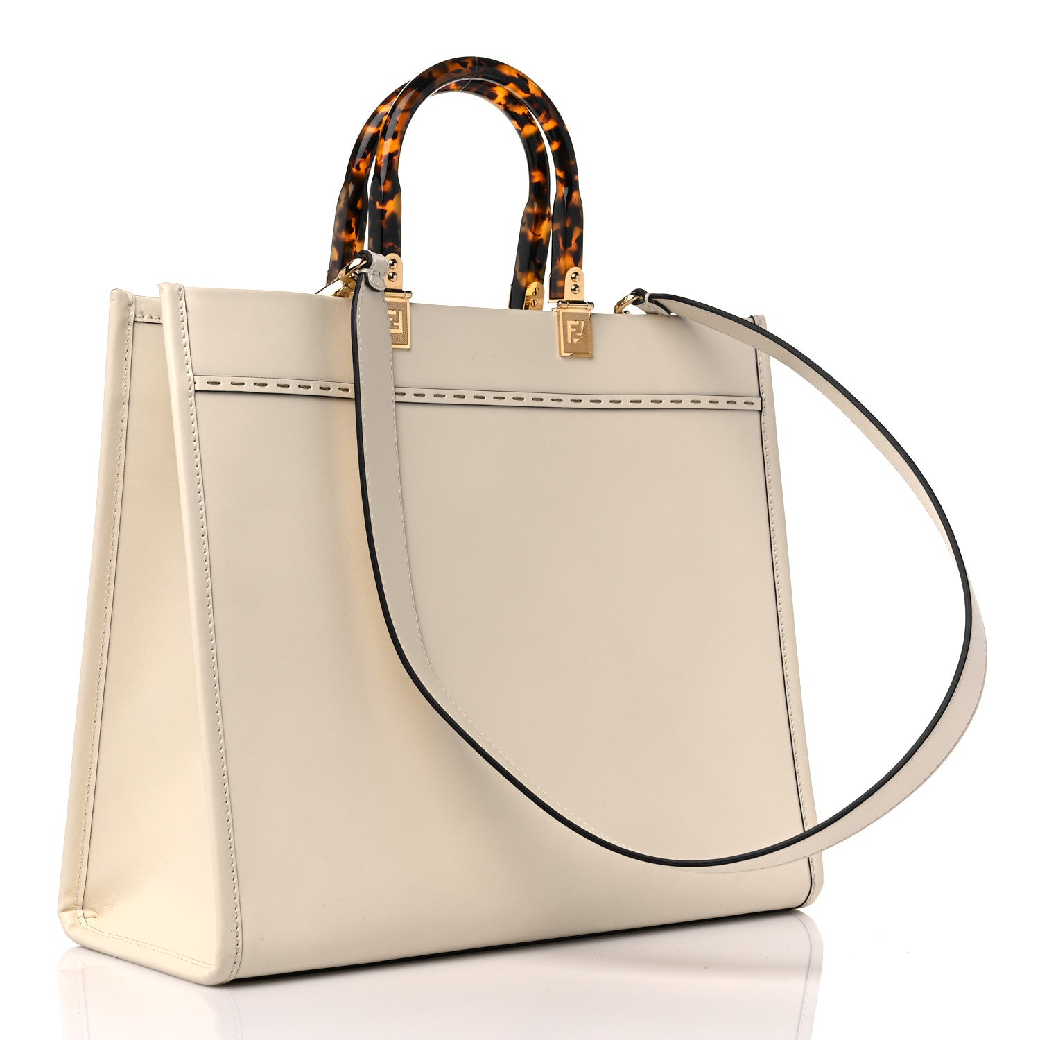 Fendi Vitello King Plexiglass Medium Fendi Sunshine Shopper Tote White Ice 3 of 12