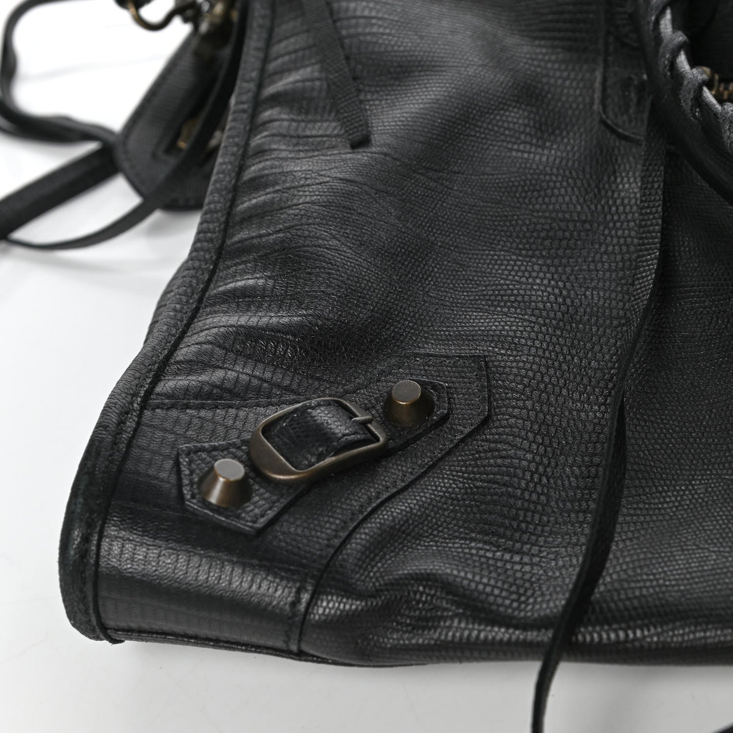 Calfskin Lizard Embossed Classic Hardware City Black