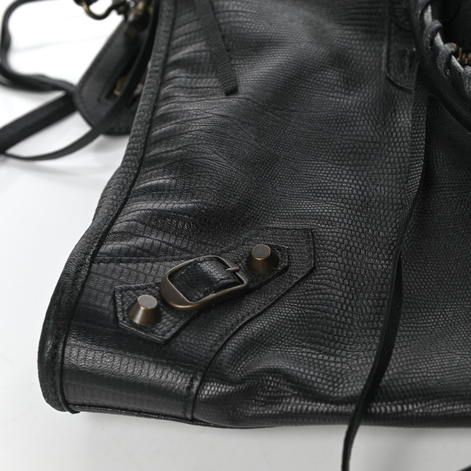 Balenciaga Calfskin Lizard Embossed Classic Hardware City Black 10 of 14