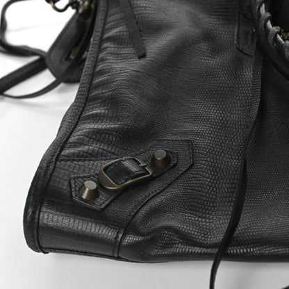 Balenciaga Calfskin Lizard Embossed Classic Hardware City Black 10 of 14