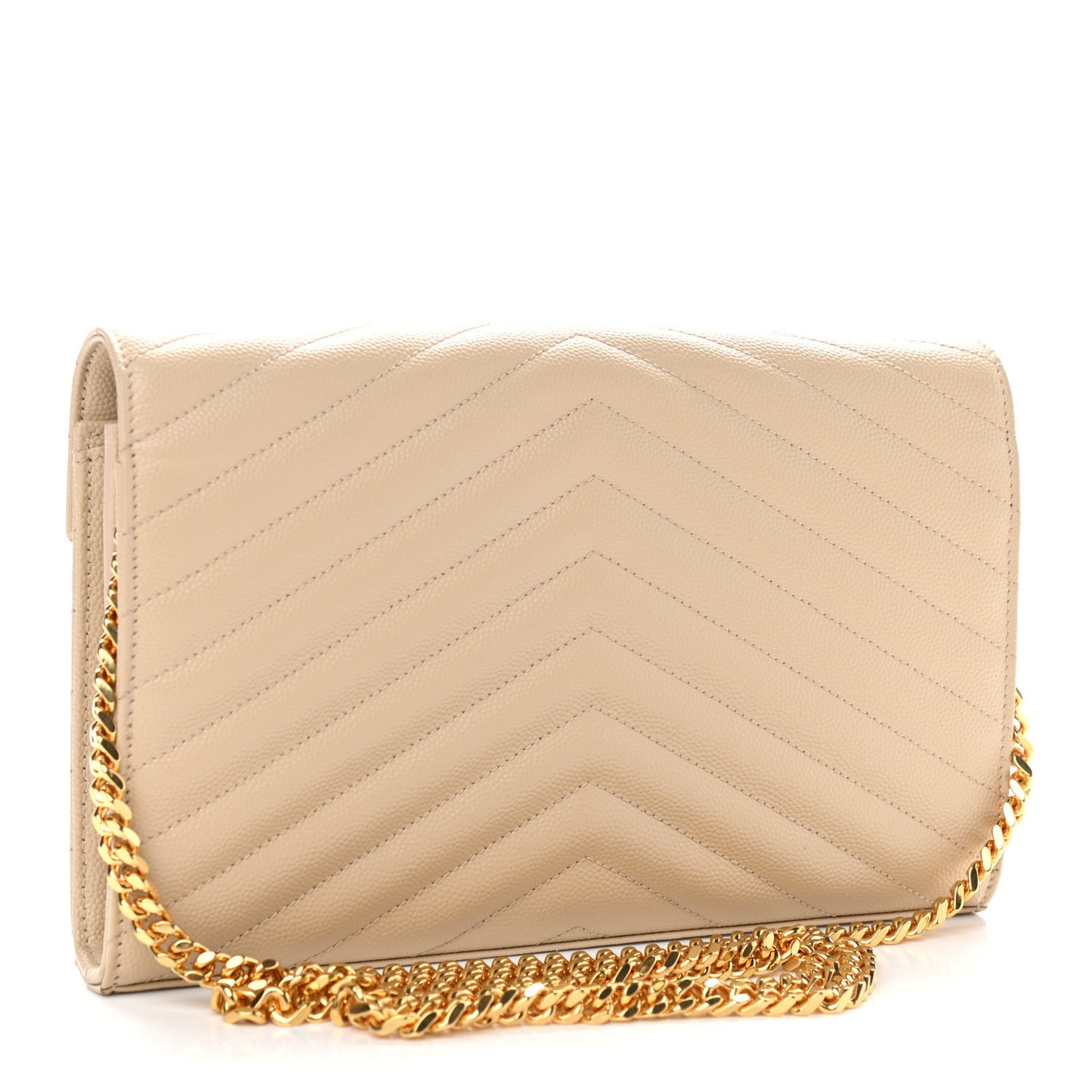 Grain De Poudre Matelasse Chevron Monogram Chain Wallet Nude Powder
