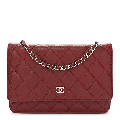 Chanel Caviar Quilted Wallet on Chain WOC Burgundy 1 of 14