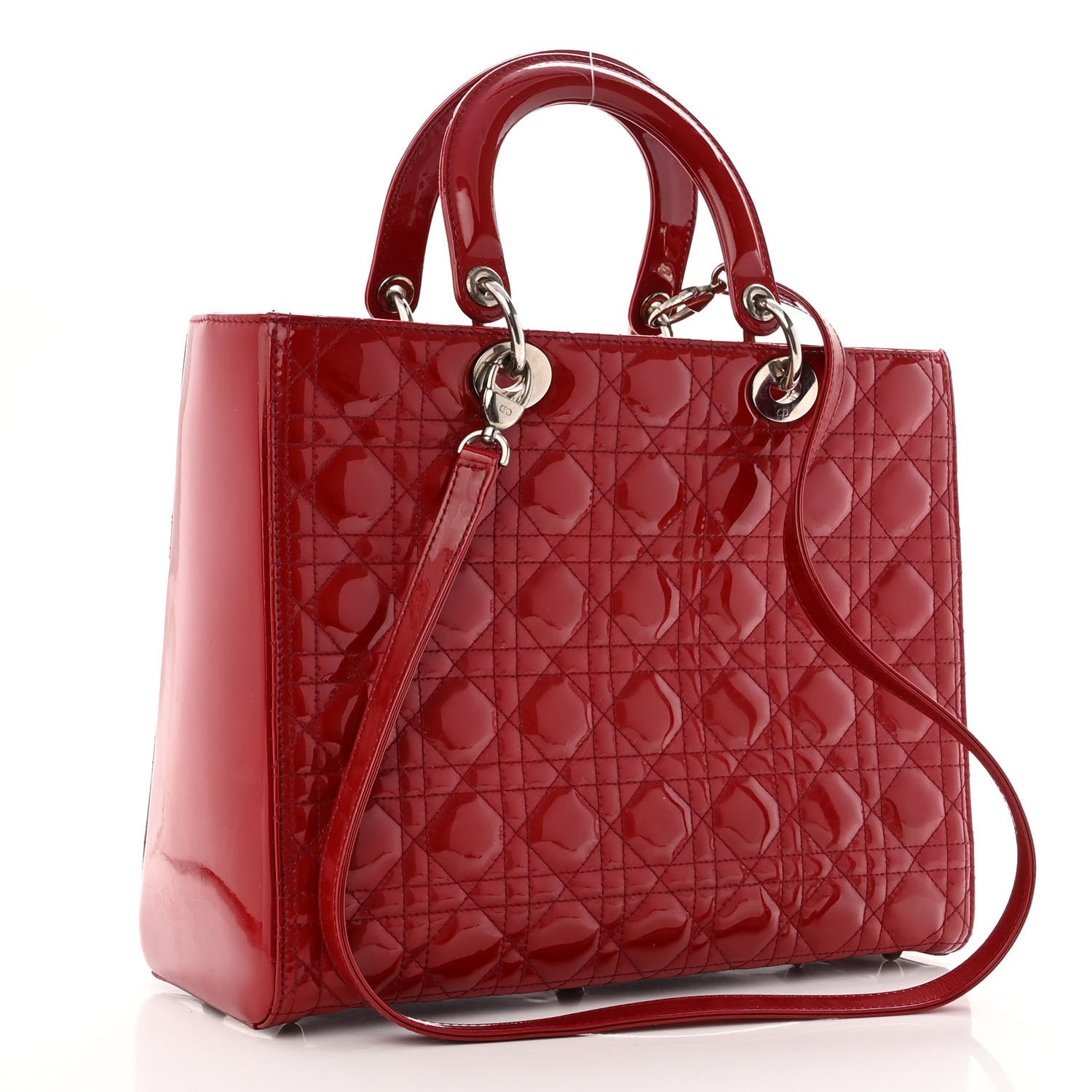 Christian Dior Patent Cannage Large Lady Dior Red 3 of 11