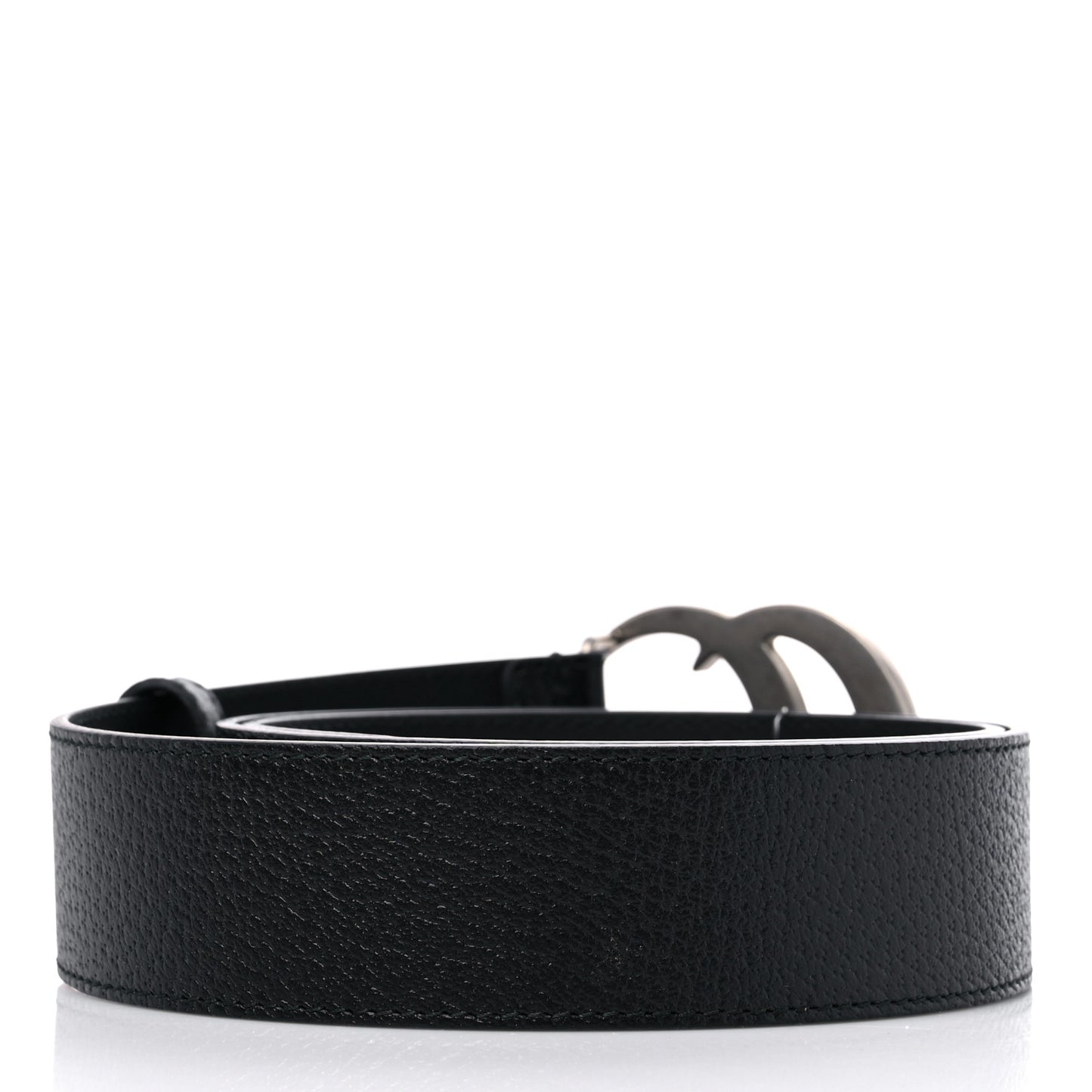 Textured Dollar Calfskin Nickel Double G 40mm Belt 90 36 Black