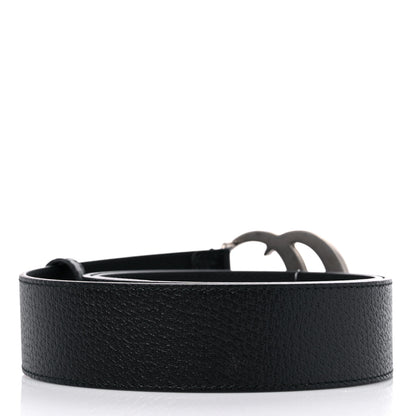 Gucci Textured Dollar Calfskin Nickel Double G 40mm Belt 90 36 Black 2 of 4
