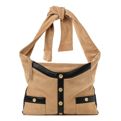 Chanel Suede Lambskin Small Girl Bag Beige Black 1 of 11