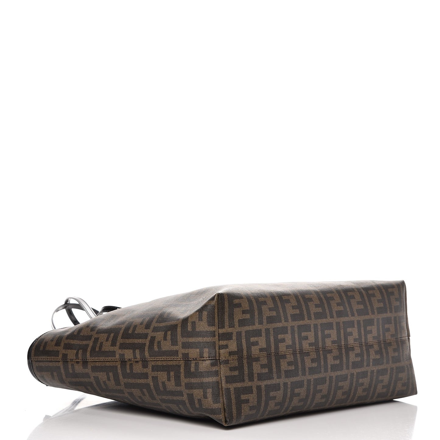 Zucca Spalmati Patent Baguette Print Medium Roll Tote Tobacco