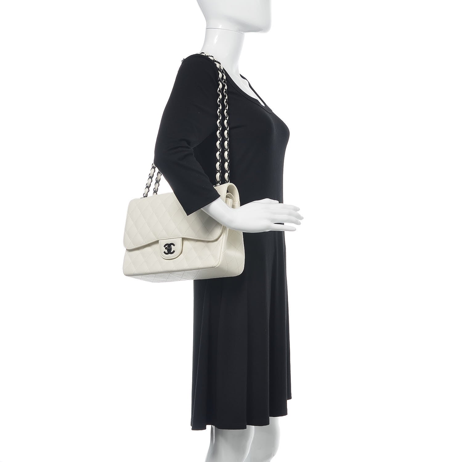 Chanel Calfskin Quilted Jumbo Double Flap White 2 of 9