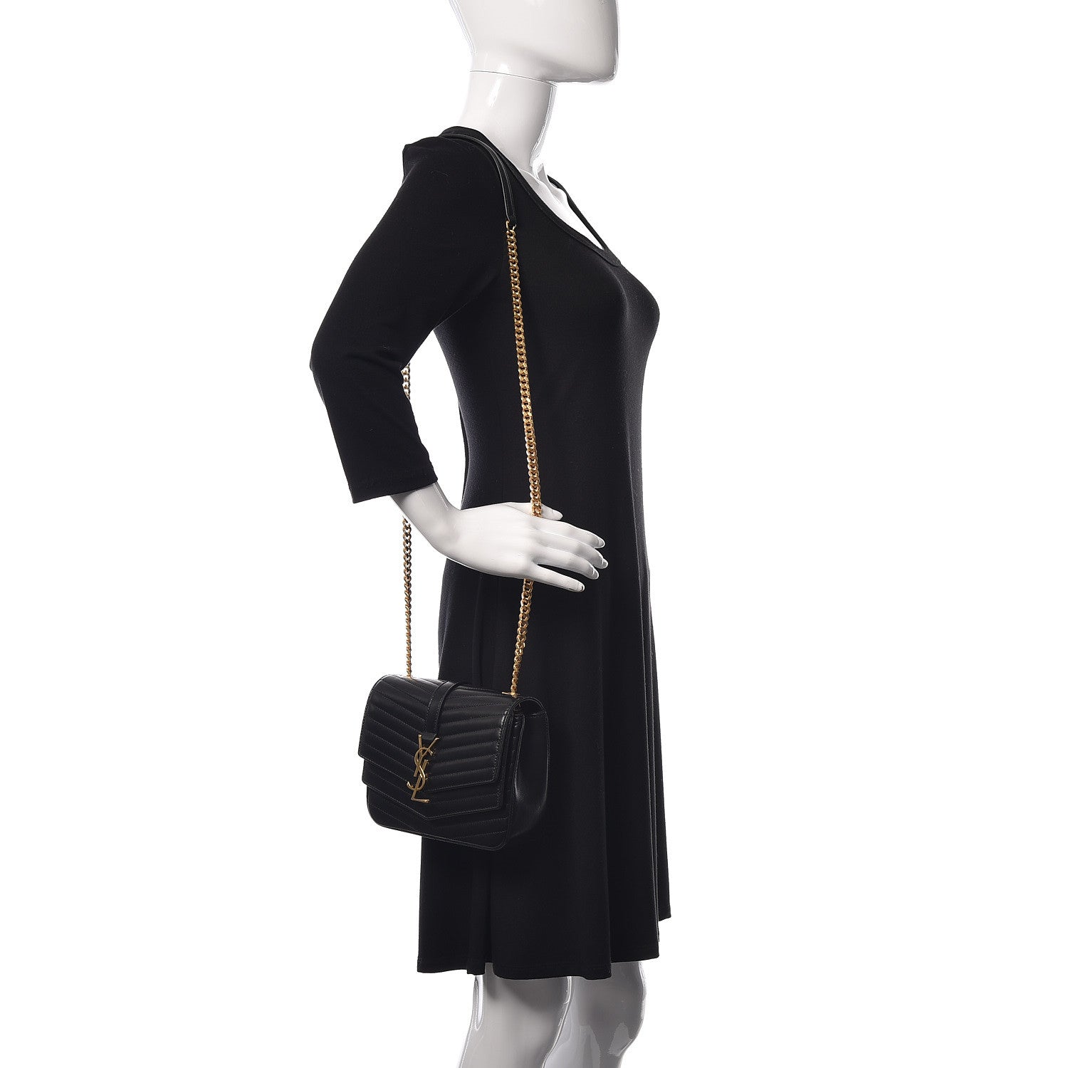 Saint Laurent Lambskin Matelasse Chevron Monogram Small Sulpice Bag Black 2 of 11