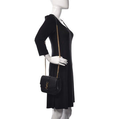 Saint Laurent Lambskin Matelasse Chevron Monogram Small Sulpice Bag Black 2 of 11