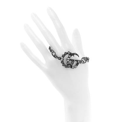 Gucci Oxidized Metal Crystal Double G Bracelet Silver 2 of 6