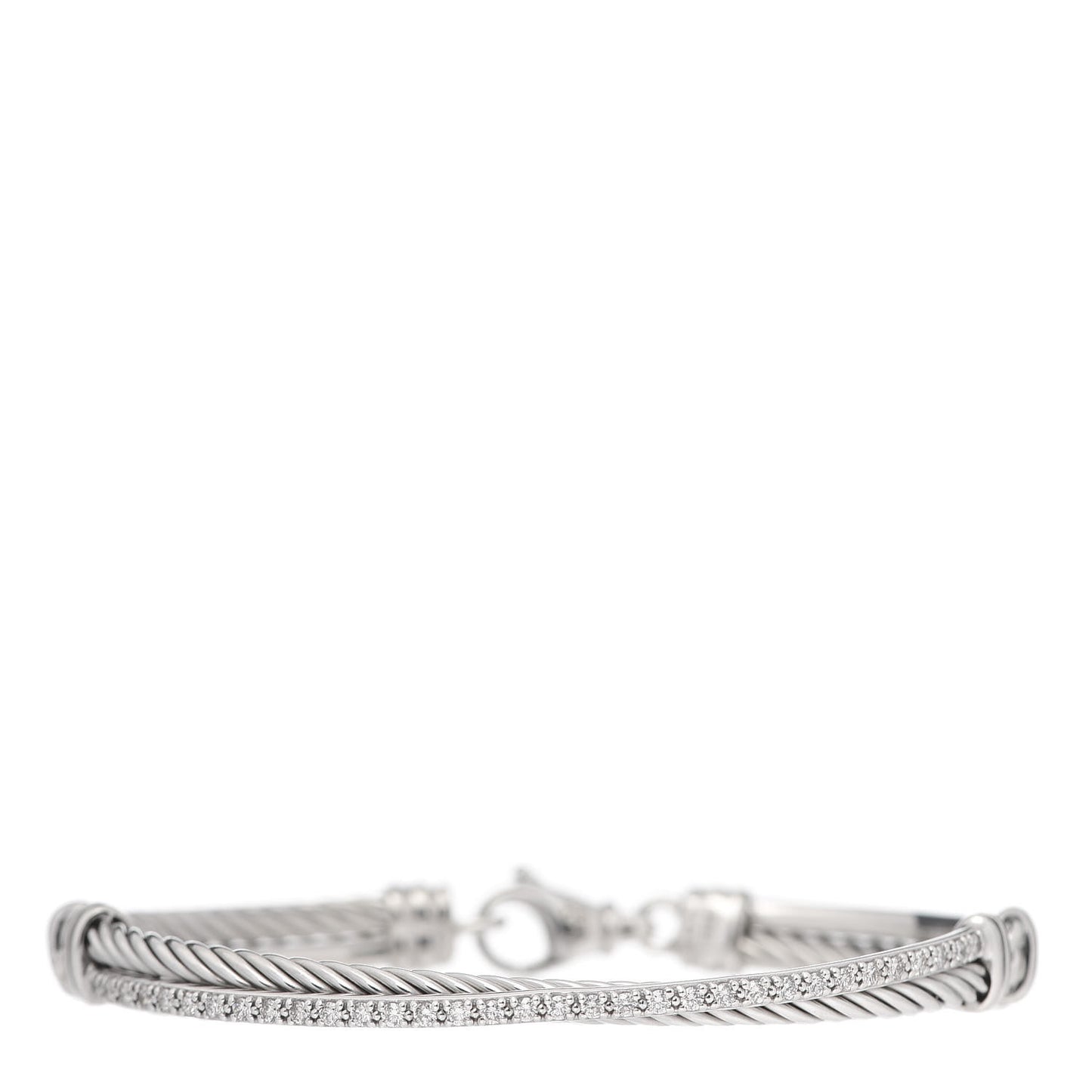 Sterling Silver Diamond 3mm Crossover Bracelet