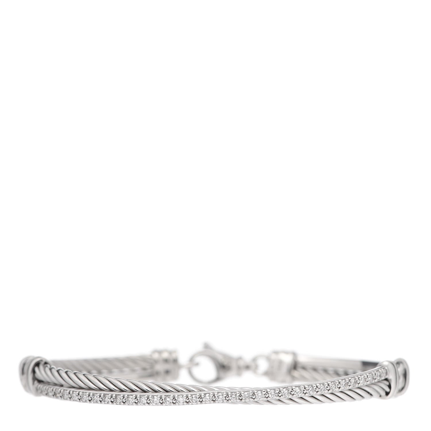 David Yurman Sterling Silver Diamond 3mm Crossover Bracelet 1 of 6