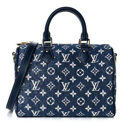 Louis Vuitton Monogram Jacquard Denim Speedy Bandouliere 25 Bleu 1 of 10