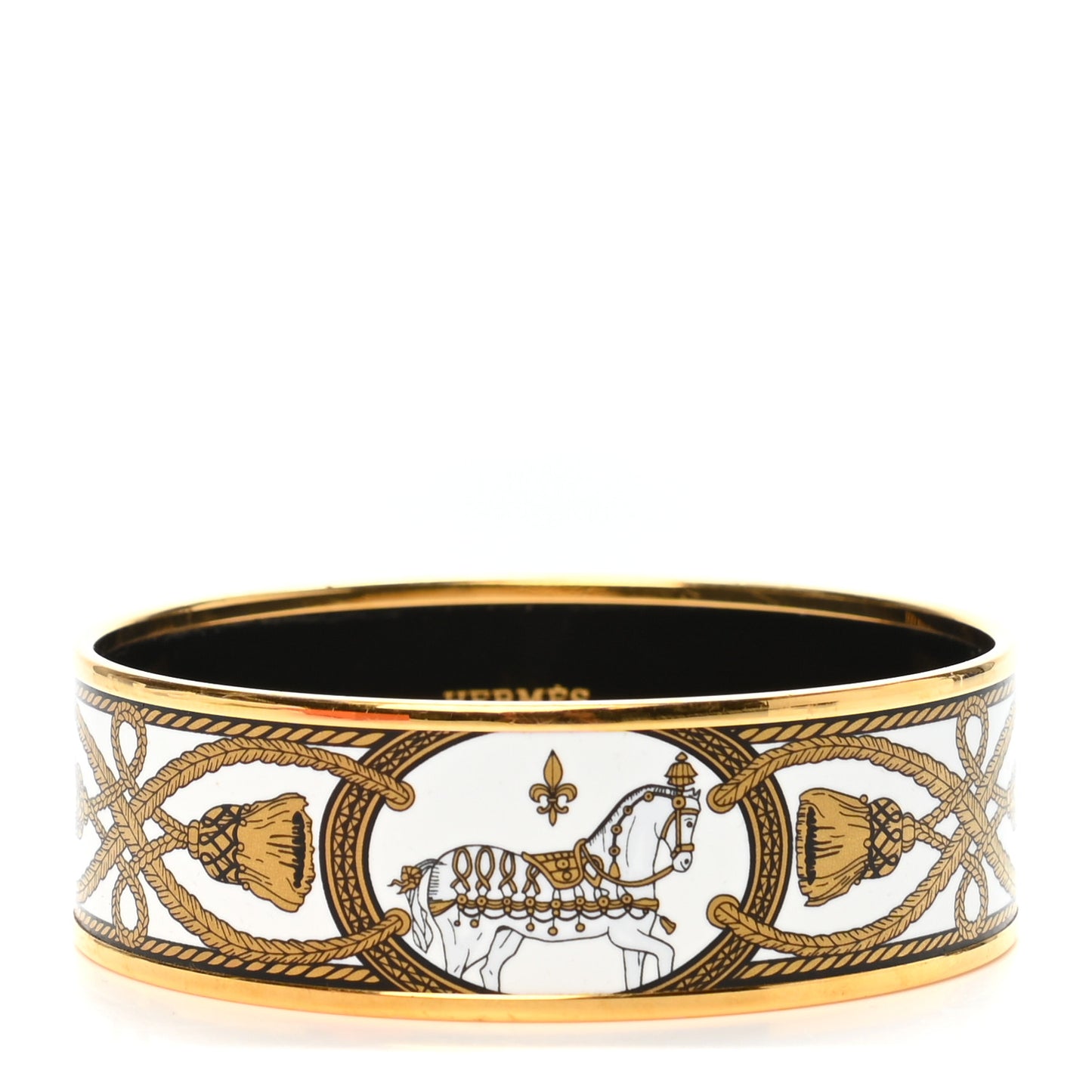 Enamel Printed Wide Grand Apparat Bracelet 70 White