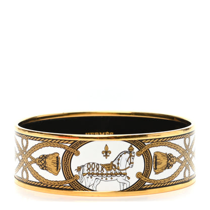 Hermes Enamel Printed Wide Grand Apparat Bracelet 70 White 1 of 6