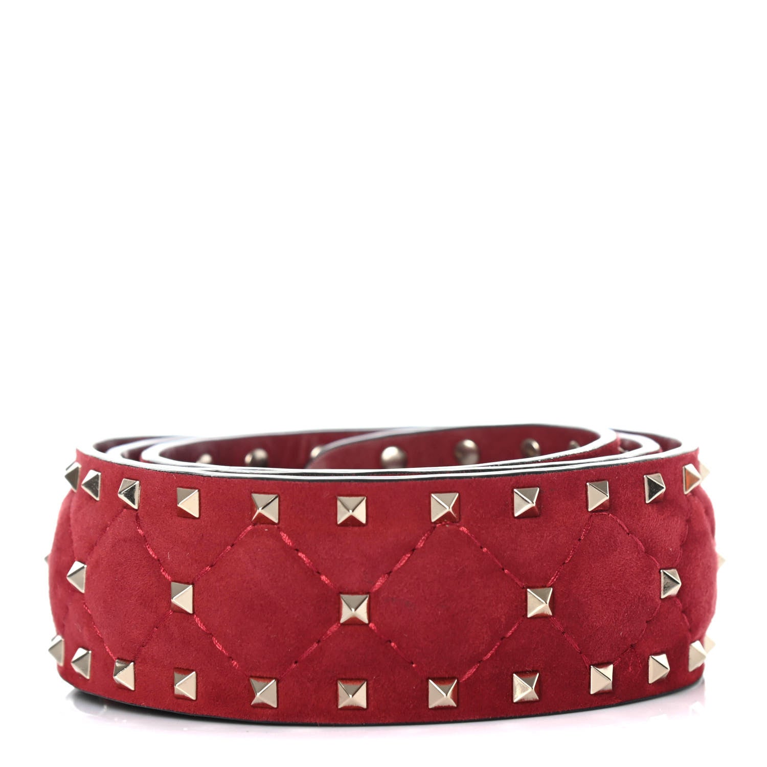 Valentino Garavani Suede Rockstud Spike Shoulder Strap Rubino 2 of 4