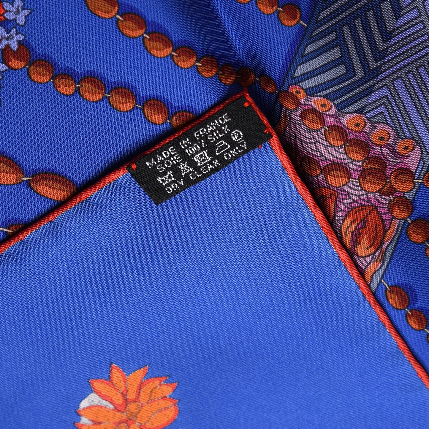 Silk Chemins De Corail Scarf 90 Bleu Royal Gris Bleuete Rouge