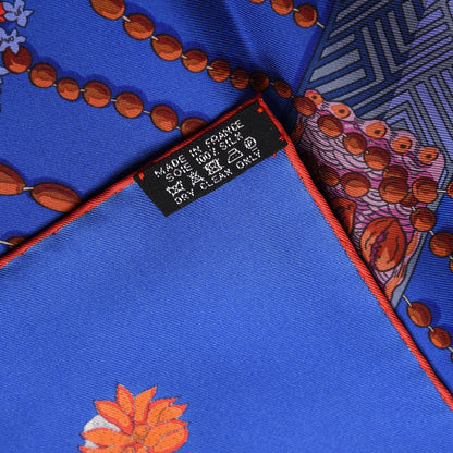 Hermes Silk Chemins De Corail Scarf 90 Bleu Royal Gris Bleuete Rouge 4 of 6
