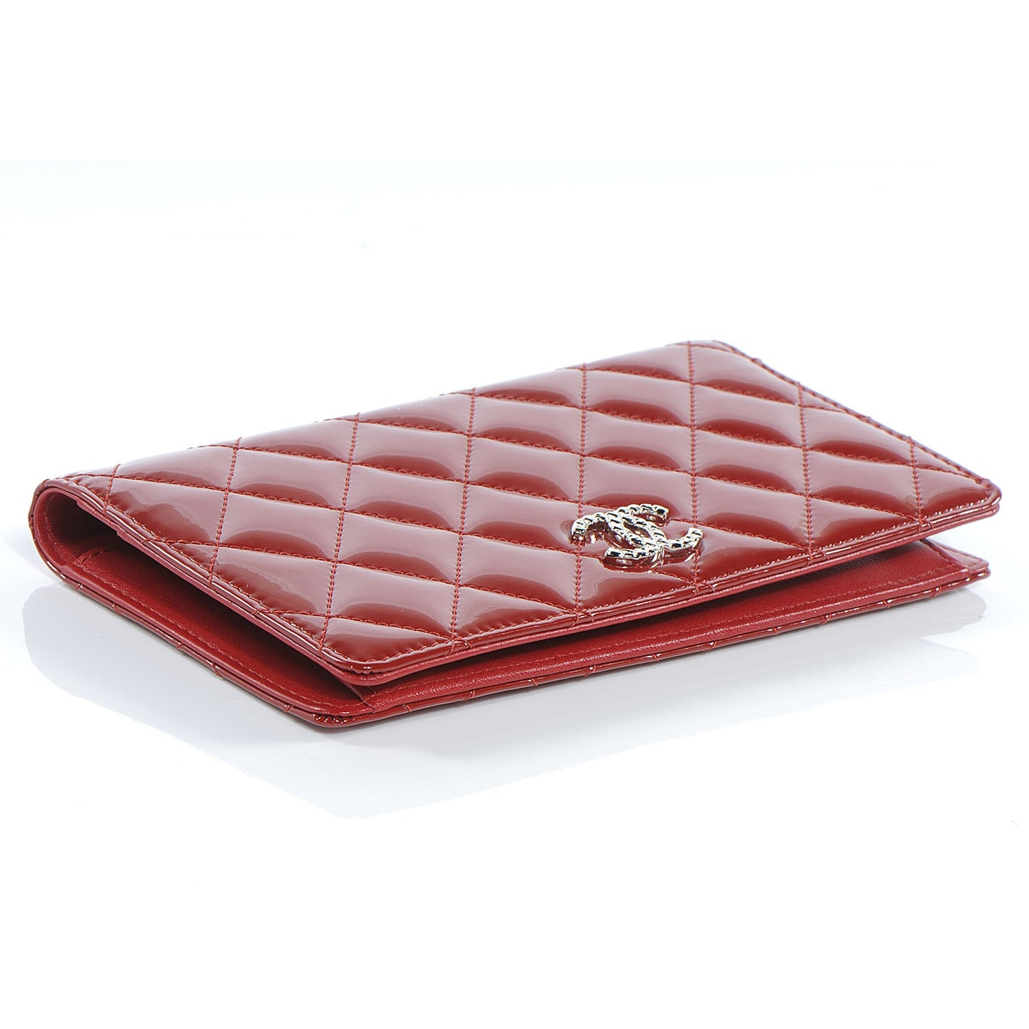 Patent Quilted Yen Wallet Red