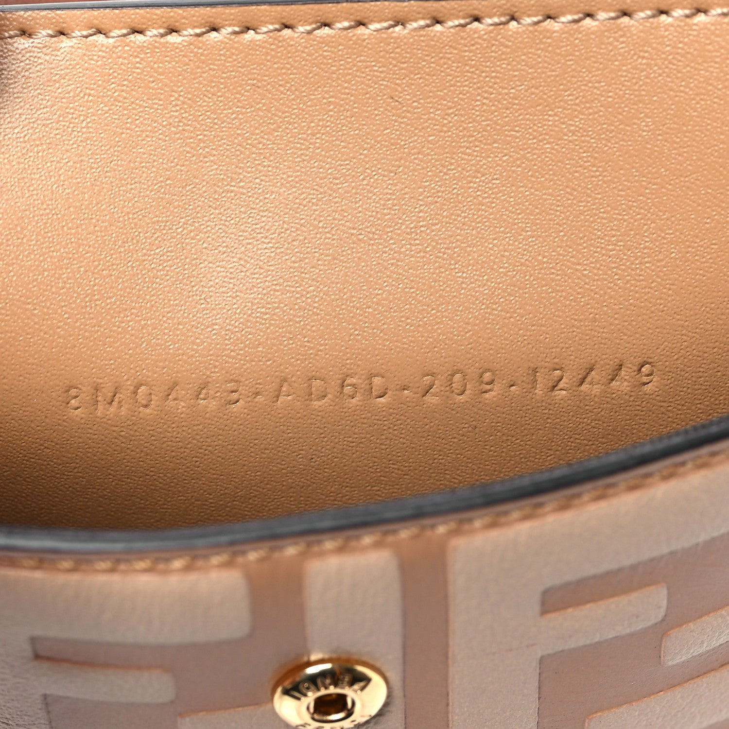 Fendi Vitello Termosport F is Fendi FF 1974 Embossed Phone Pouch Miele Scuro 5 of 6