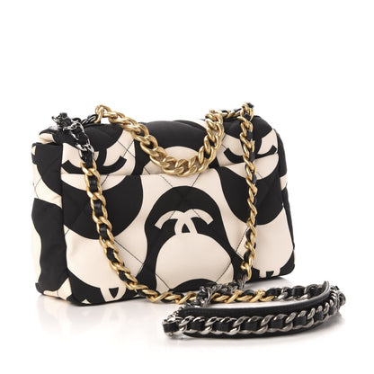 Chanel Fabric Printed Medium 19 Flap Black Ecru 3 of 10