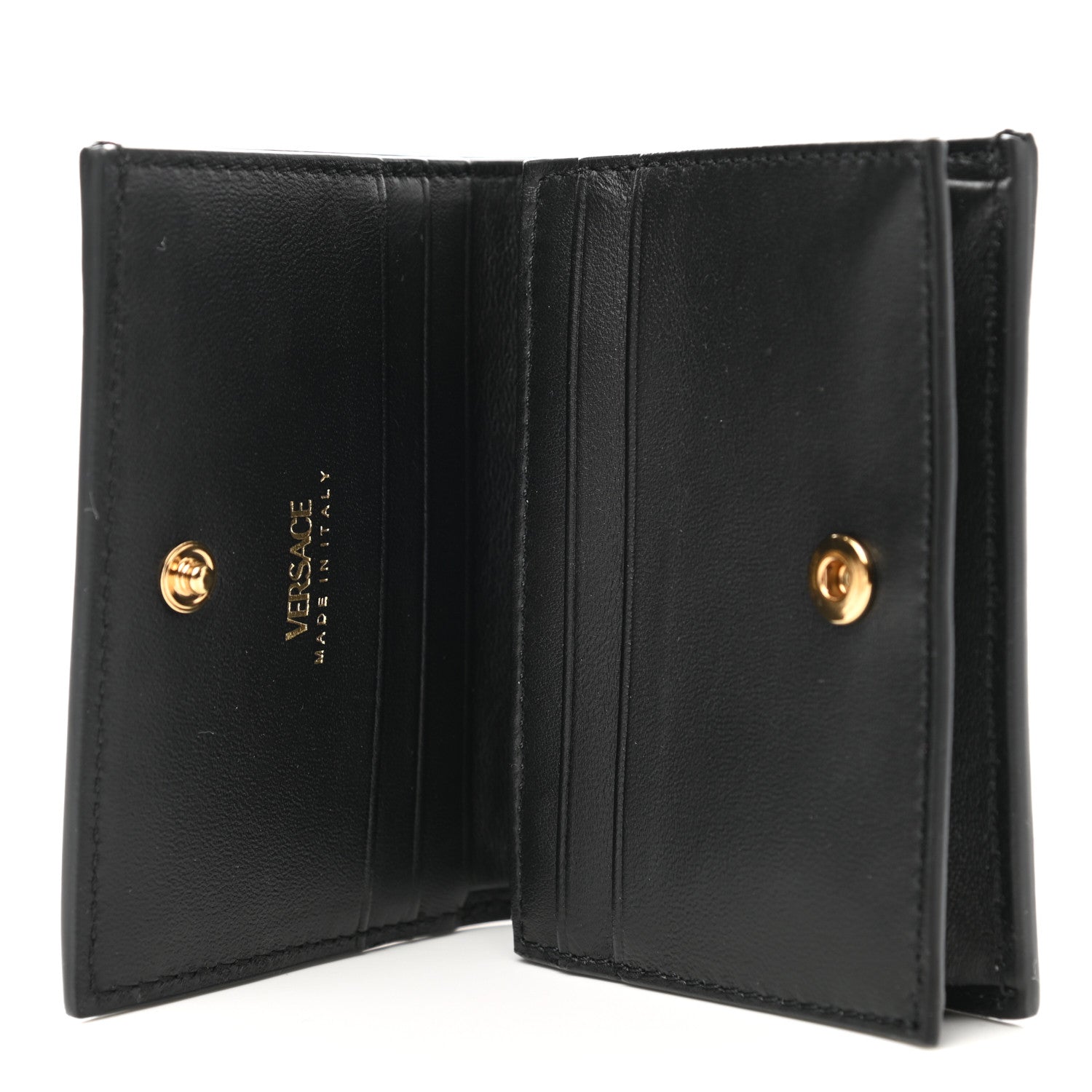 Versace Grained Calfskin Medusa Zip Card Holder Wallet Black 5 of 7
