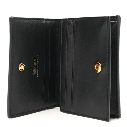 Versace Grained Calfskin Medusa Zip Card Holder Wallet Black 5 of 7