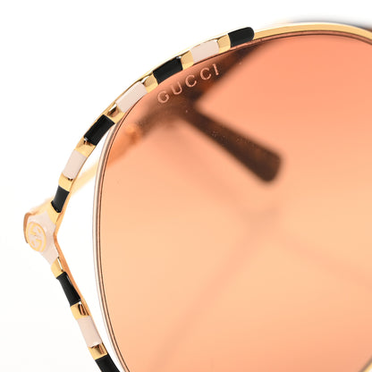 Gucci Metal Round Frame GG0595S Sunglasses Gold Black 7 of 7
