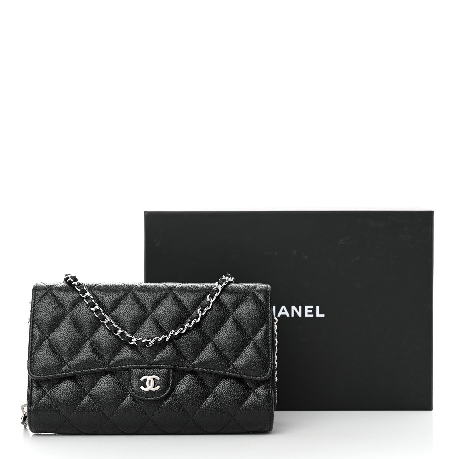 Chanel Caviar Quilted Phone Holder Wallet on Removable Chain Black 15 of 15