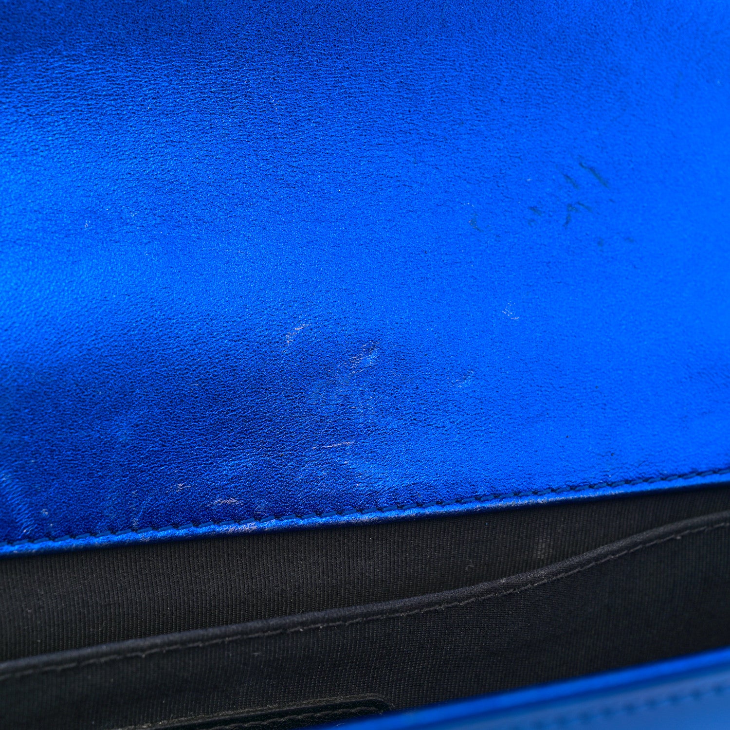 Chanel Metallic Patent Quilted Medium Boy Flap Blue 13 of 17