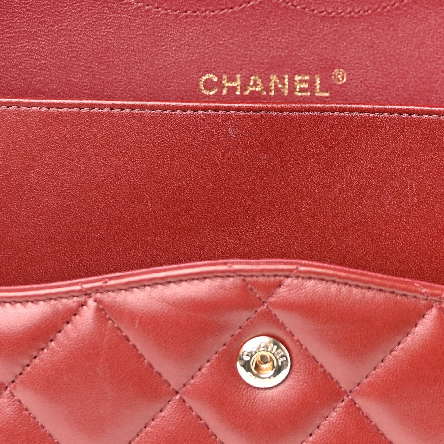 Lambskin Quilted Jumbo Double Flap Burgundy