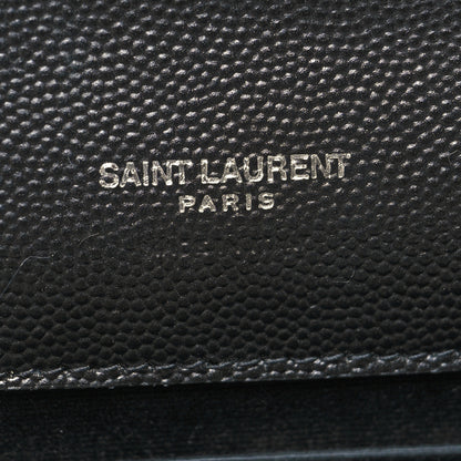 Saint Laurent Grain De Poudre Matelasse Chevron Monogram Envelope Clutch Black 6 of 12