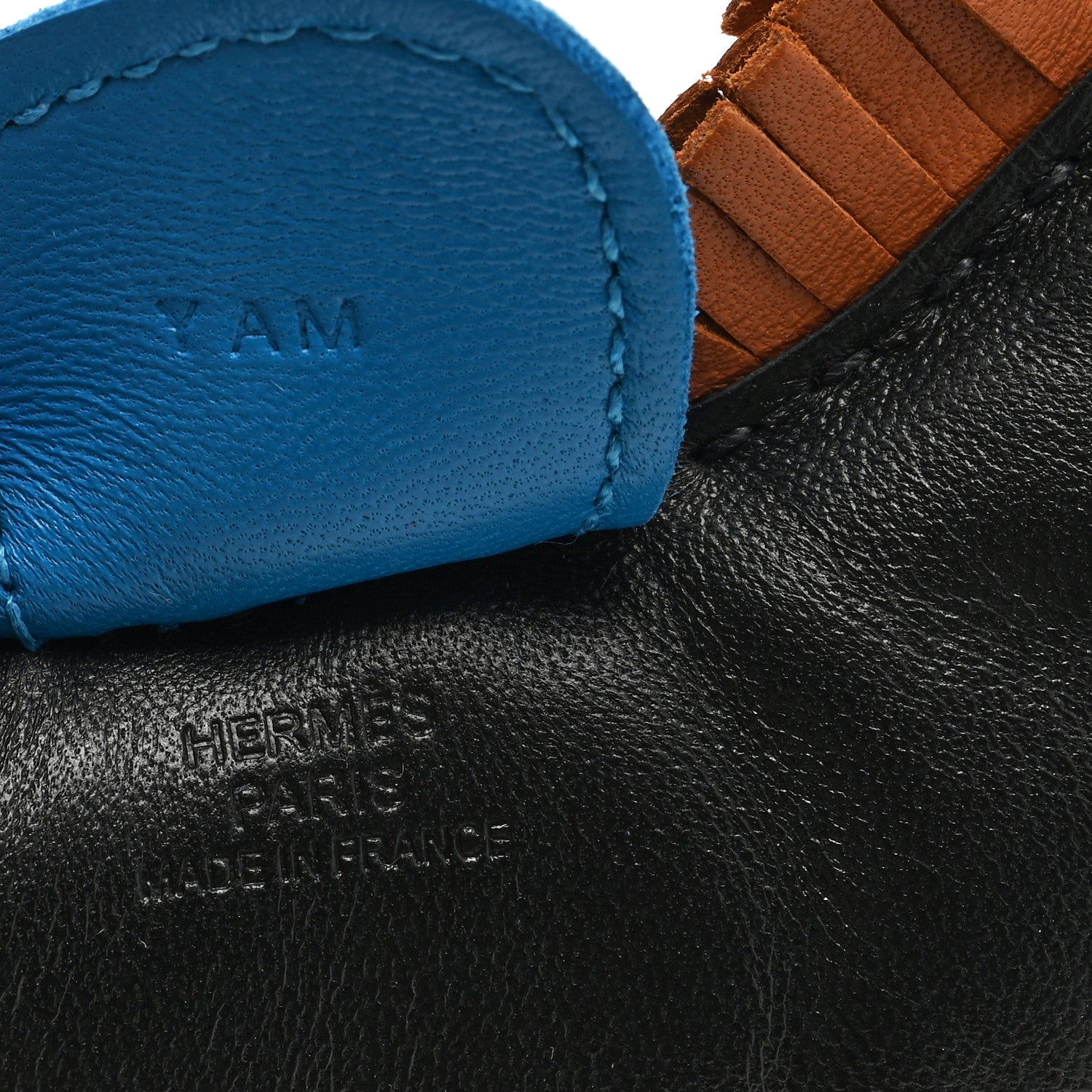 Hermes Milo Lambskin Grigri Rodeo Horse Bag Charm MM Black Gold Bleu Zanzibar 3 of 4