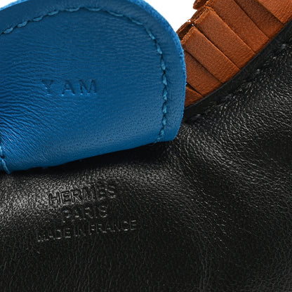 Hermes Milo Lambskin Grigri Rodeo Horse Bag Charm MM Black Gold Bleu Zanzibar 3 of 4