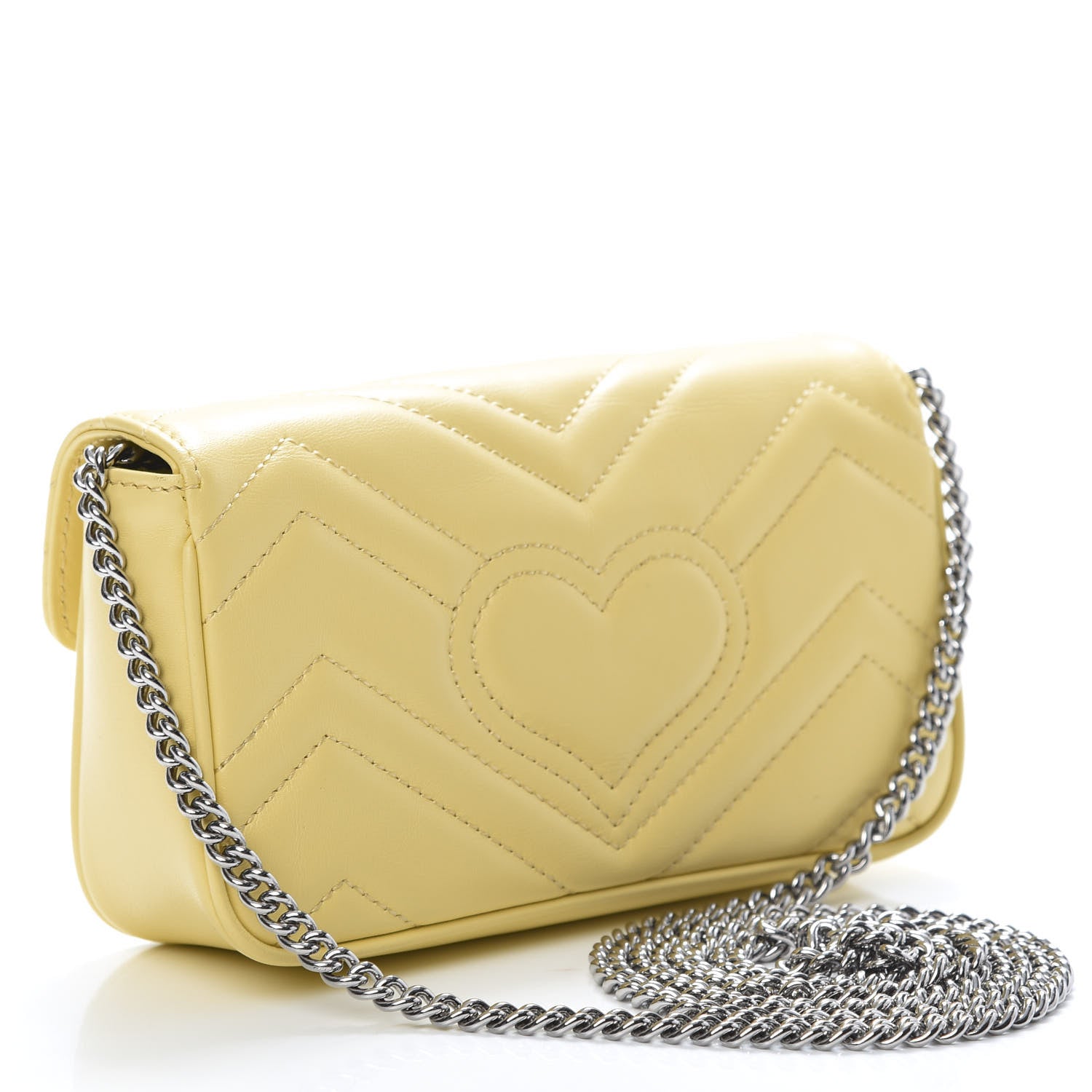 Gucci Calfskin Matelasse Super Mini GG Marmont Shoulder Bag Banana 2 of 10
