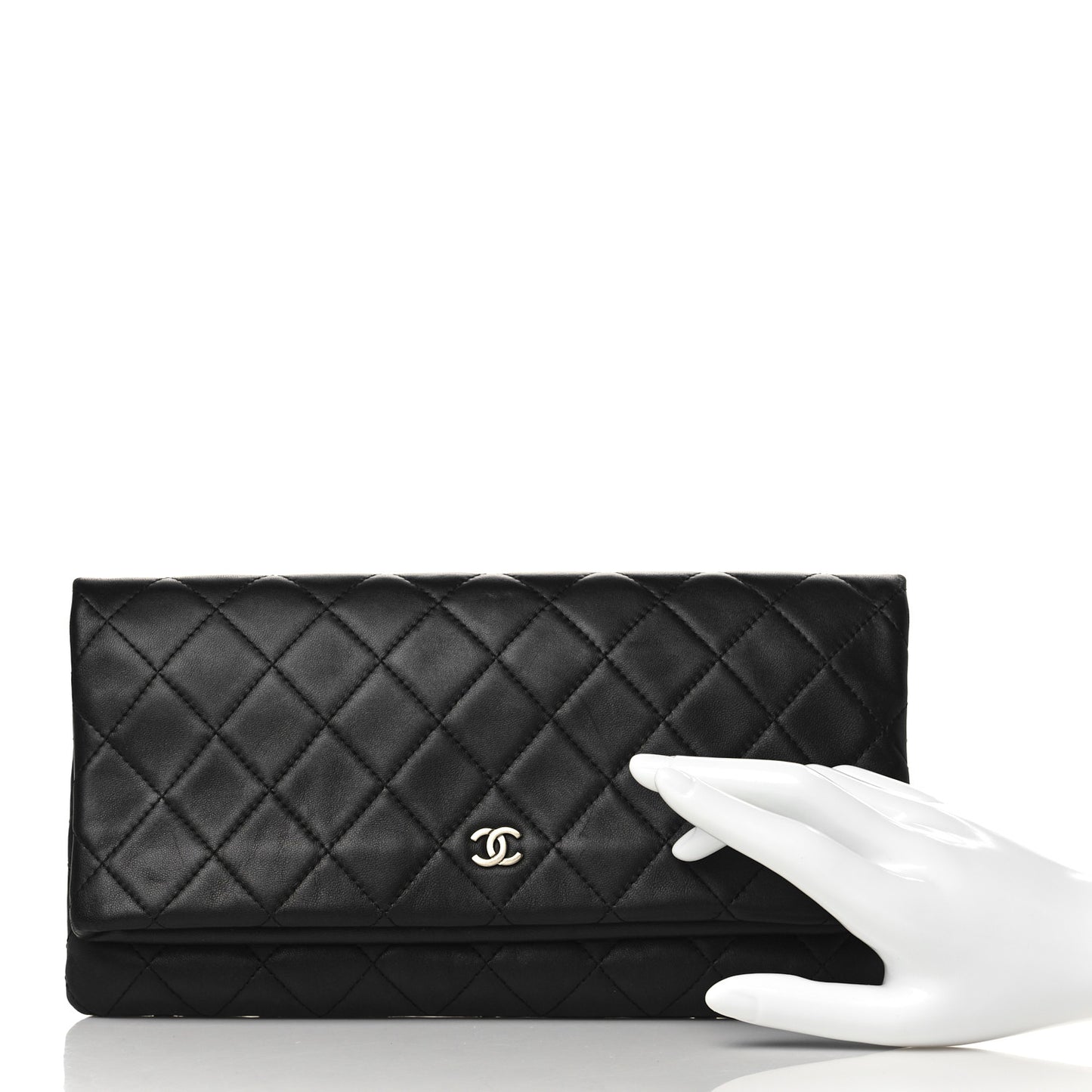 Lambskin Quilted CC Beauty Clutch Black