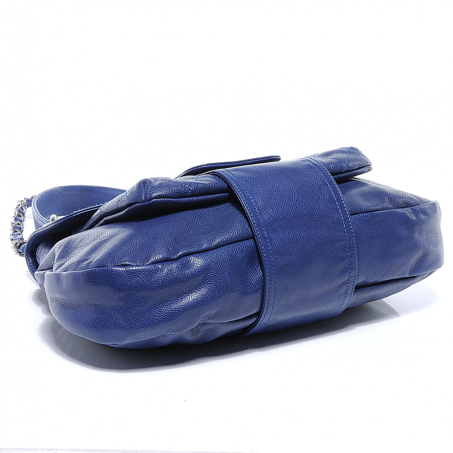 Glazed Caviar Flap Hobo Dark Blue