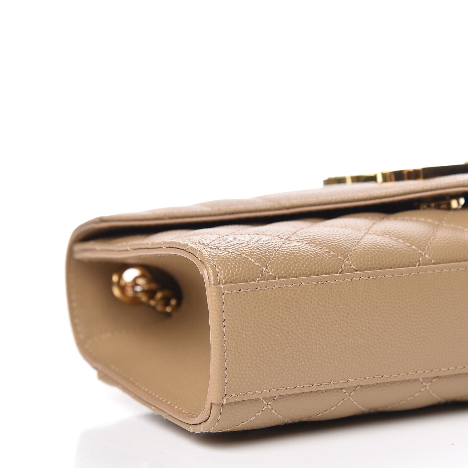 Saint Laurent Grain De Poudre Textured Mixed Matelasse Triquilt Small Monogram Satchel Cork 8 of 10